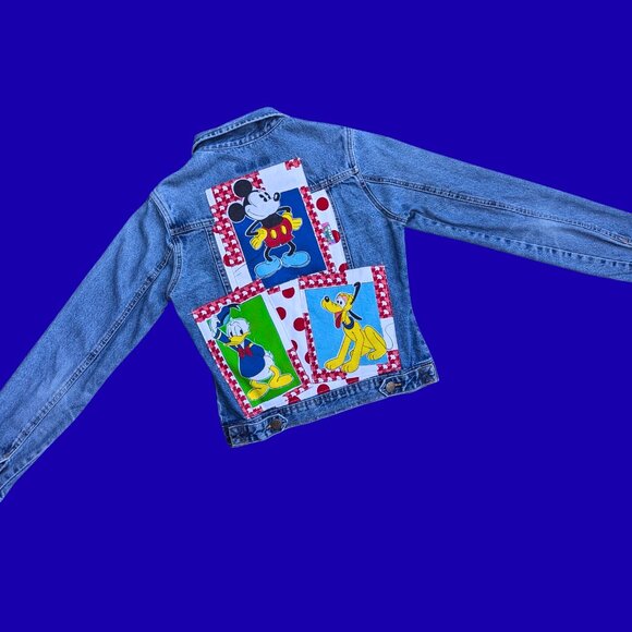 Handmade, Upcycled Walt Disney's Favorite Characters Denim Jacket Size M - Picture 3 of 4
